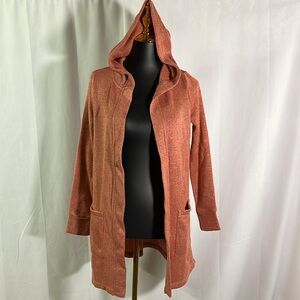 Cuddl Duds Desert Rose Knit Open Front Hooded Cardigan